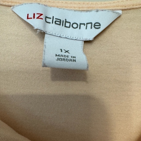 Liz Claiborne Peach Short Sleeve Shirt with Neckline Tie Knot Size 1X - Picture 10 of 10